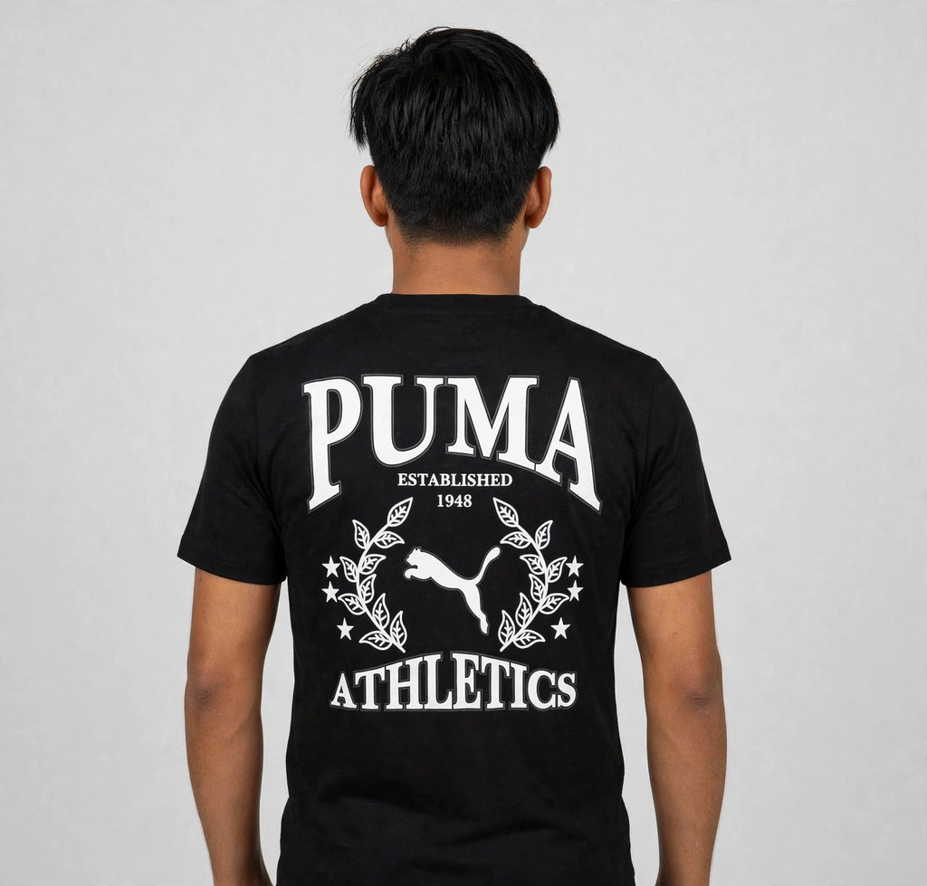PUMA Athletics Graphic T-Shirt - Front Logo & Back Print | Red