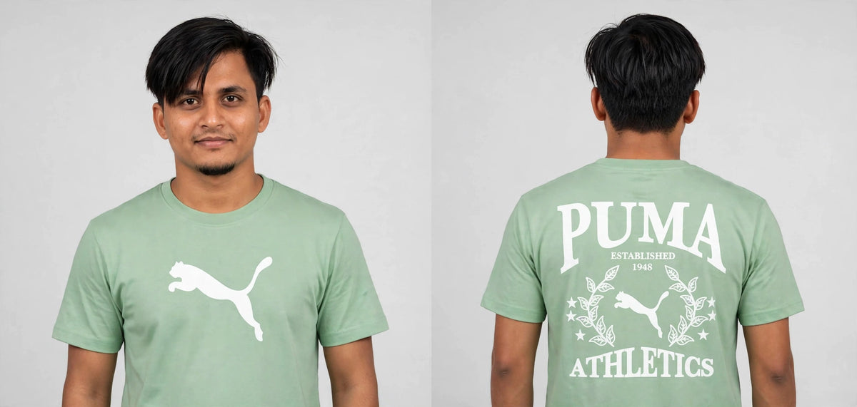PUMA Athletics Graphic T-Shirt - Front Logo & Back Print | Red
