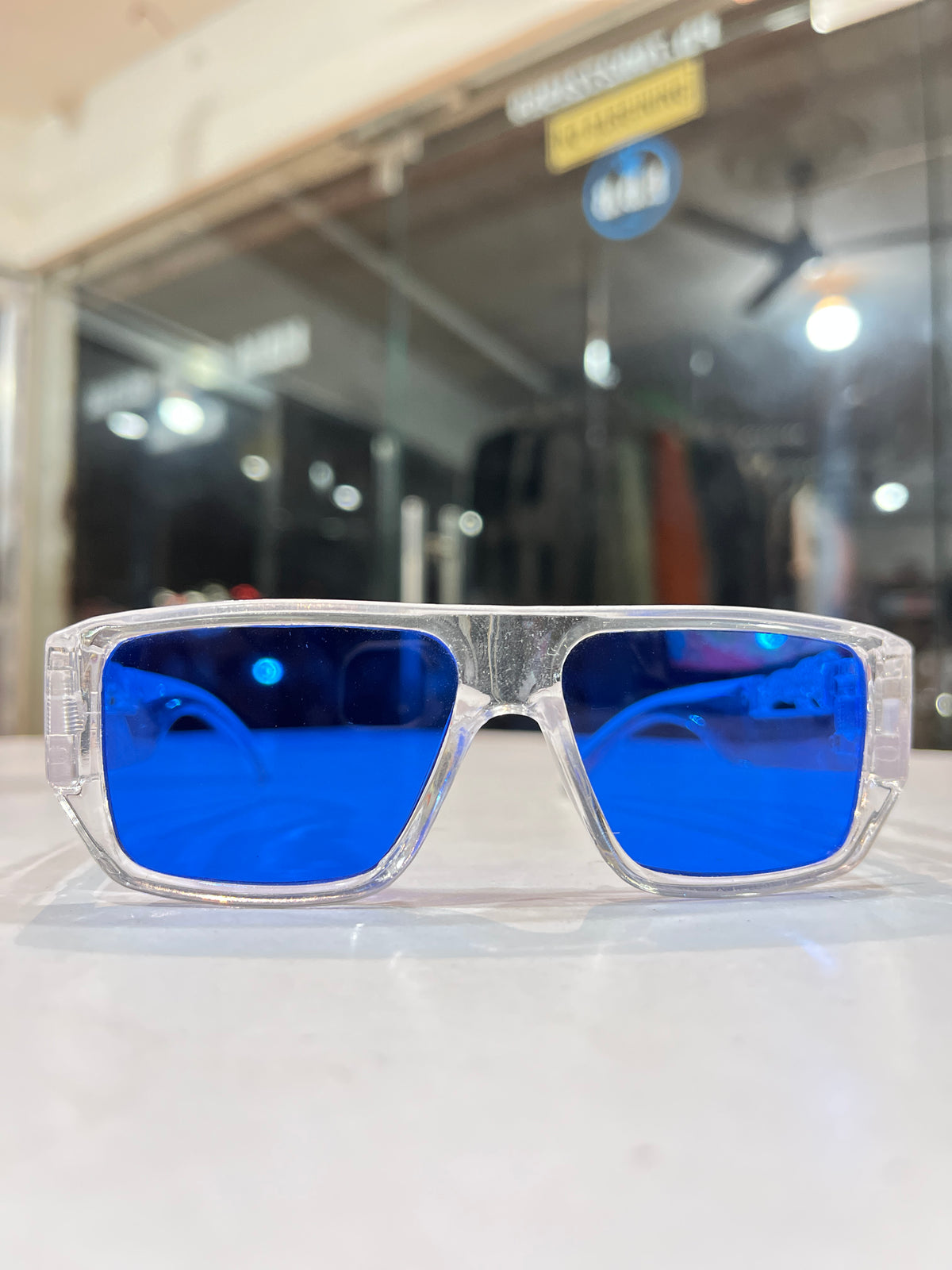 Ice Blue Square Sunglasses - Gen-Z Retro Vibe