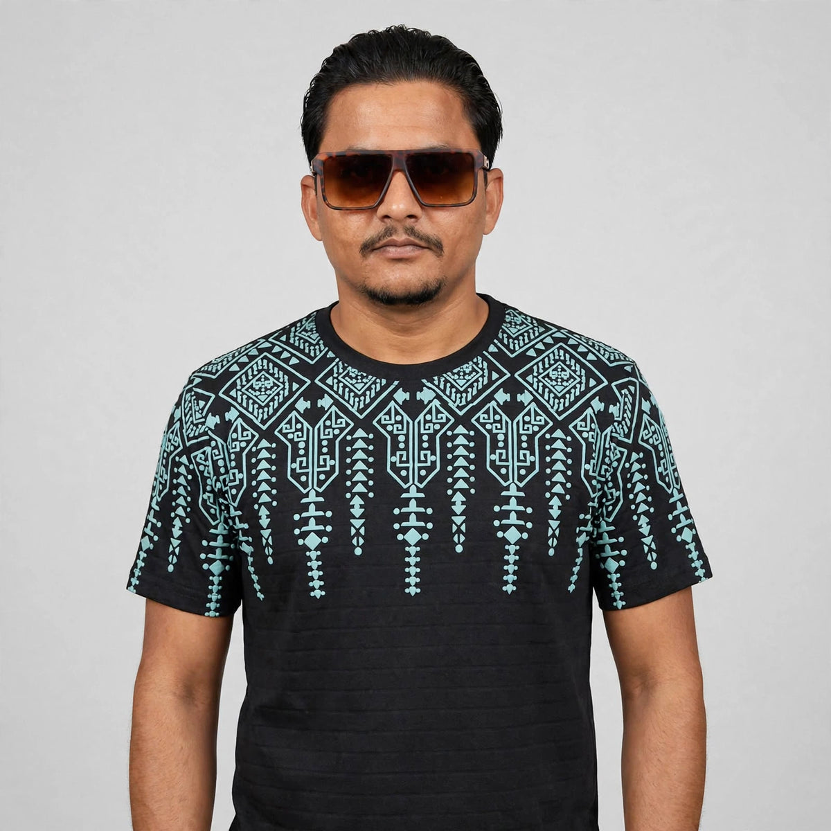 Premium Tribal Puff Print T-Shirt | Neon Green Edition | Wavy Textured Fabric